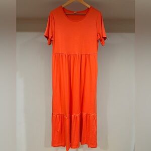 Casual Orange Maxi Dress